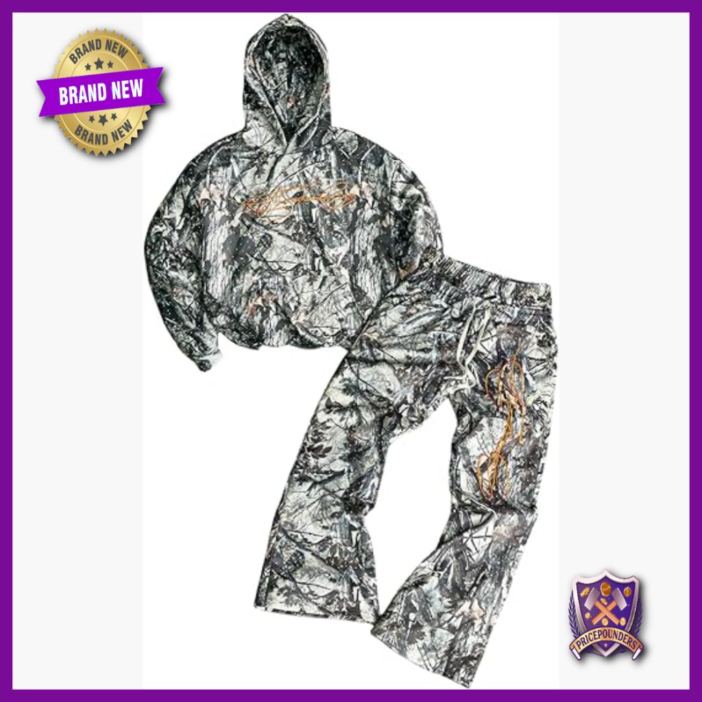 Men's Camo Tracksuit Set Hoodie Sweatshirt Sweatpants Regular Fit Polyester